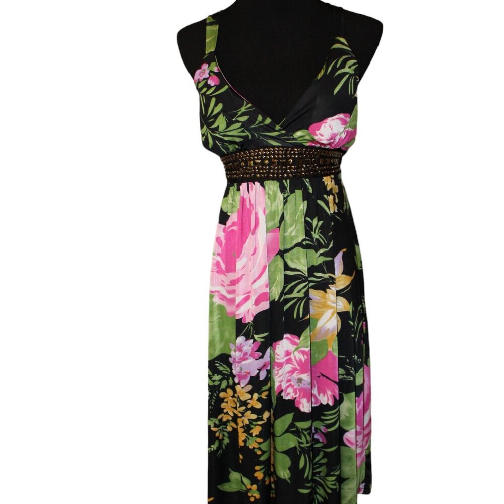 Studio West Floral Sleeveless Maxi Size M New Adjustable Straps, SEXY CUT